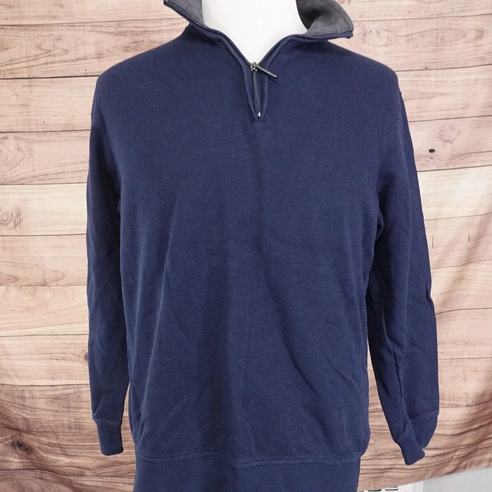 VAN HEUSEN BLUE‎ 1/4 ZIP UP PULLOVER SWEATER MENS SIZE M MEDIUM